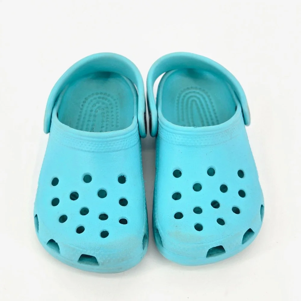 Crocs Toddler Classic Clog Sea Blue Waterproof Wide Toe Box Slip On Shoes 8 9